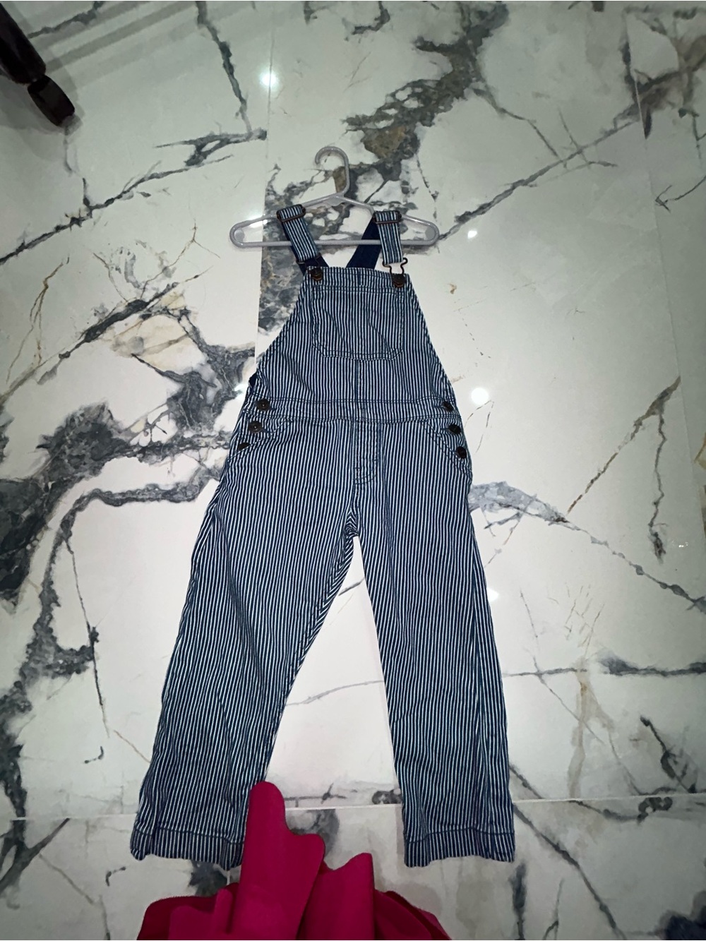 Mini Boden Navy and White Striped Cotton Overalls